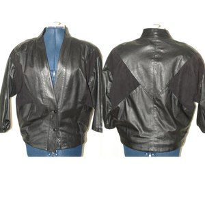 Vintage 80s oversized leather bomber jacket ss M